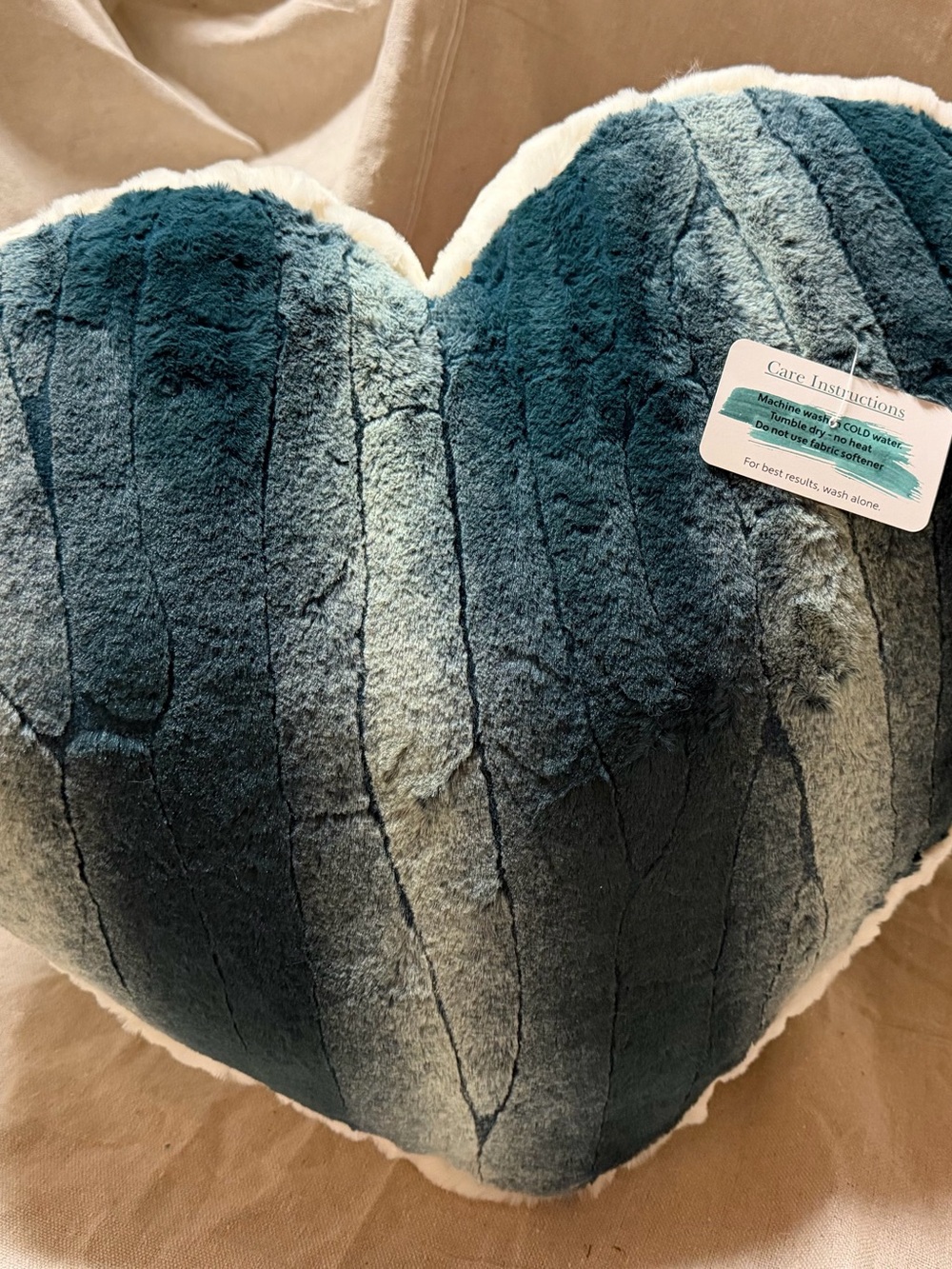 Large Plush Heart Accent Pillow in Teal Blue